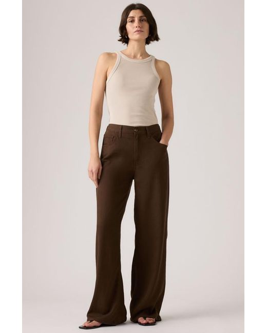 Levi's Brown Cinch Wide Leg Linen Trousers