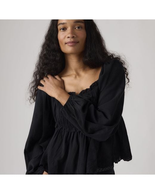 Levi's Black Ottie Long Sleeve Boho Blouse