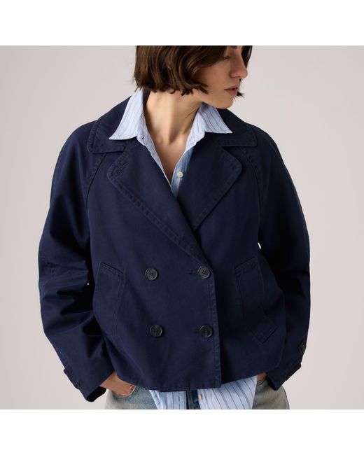 Levi's Blue Bree Cropped Swing Trench Jacket