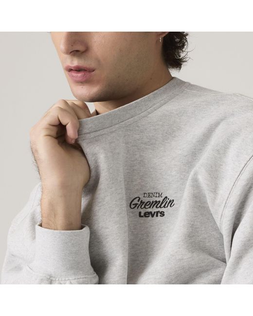 Levi's Gray Relaxed Graphic Crewneck Sweatshirt for men