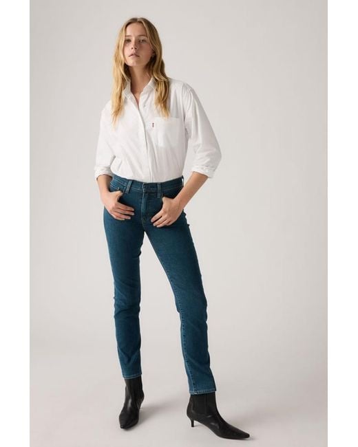 Levi's Blue 724 High Rise Straight Jeans