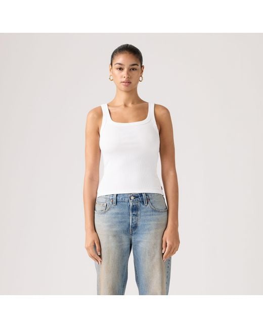 Levi's White Essential Ribbed Tank Top
