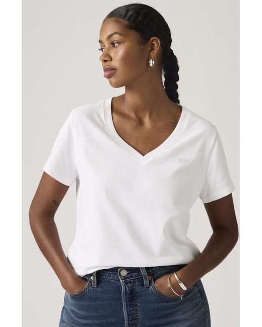 Levi's White Favorite Cotton V Neck Tee
