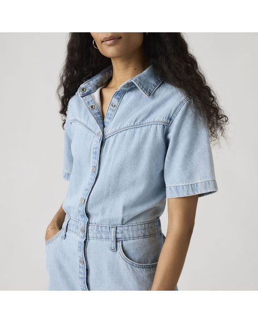 Levi's Blue Short Sleeve Logan Western Dress