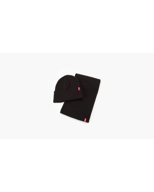 Levi's Black Scarf And Beanie Gift Set for men