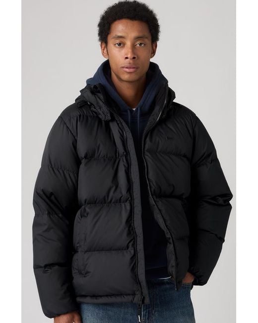 Levi's Black Rockwell Hooded Puffer for men
