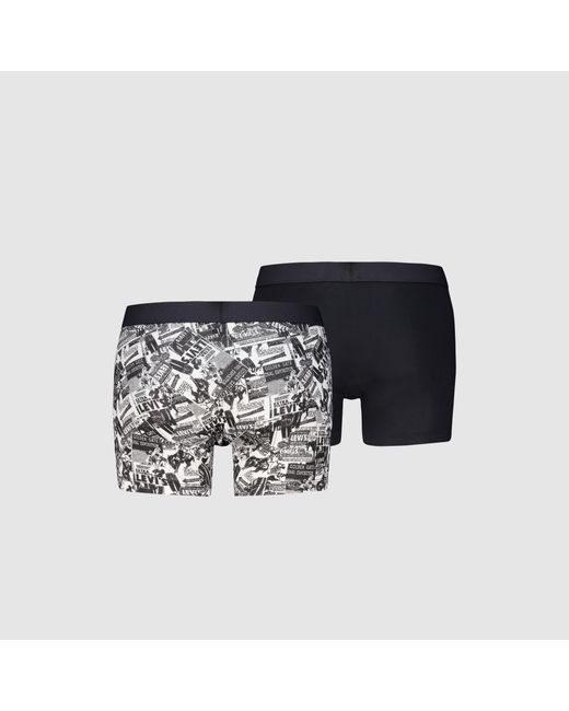 Levi's Newspaper Boxer Brief 2 Pack in het Black voor heren