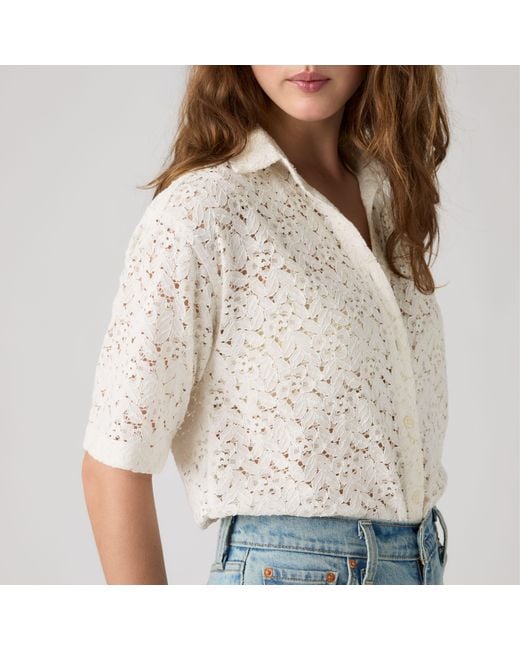 Levi's White Harlie Short Sleeve Lace Shirt