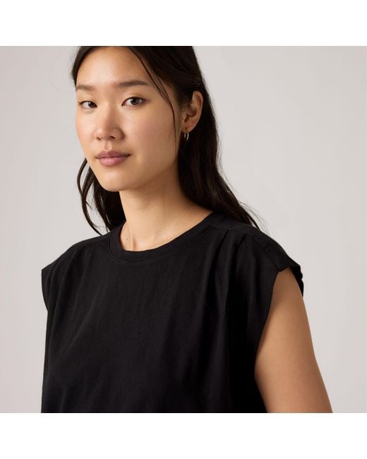Levi's Black Pleated Muscle Tank Top