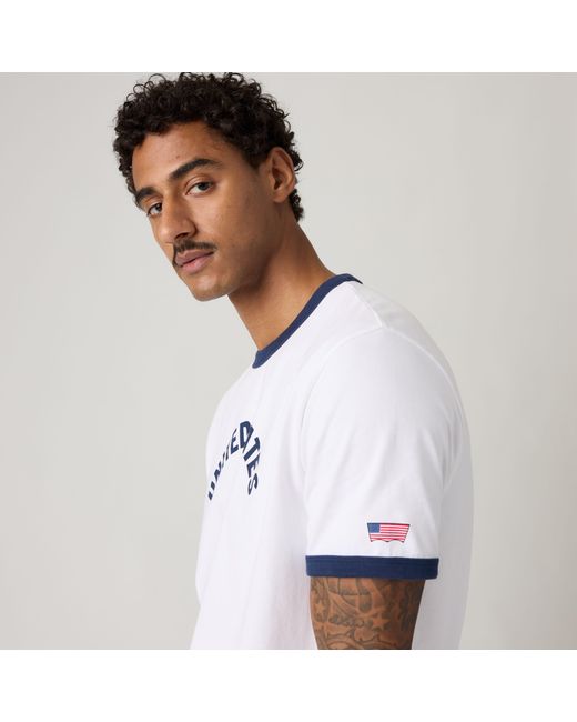 Levi's White U. S. Soccer Ringer Tee for men