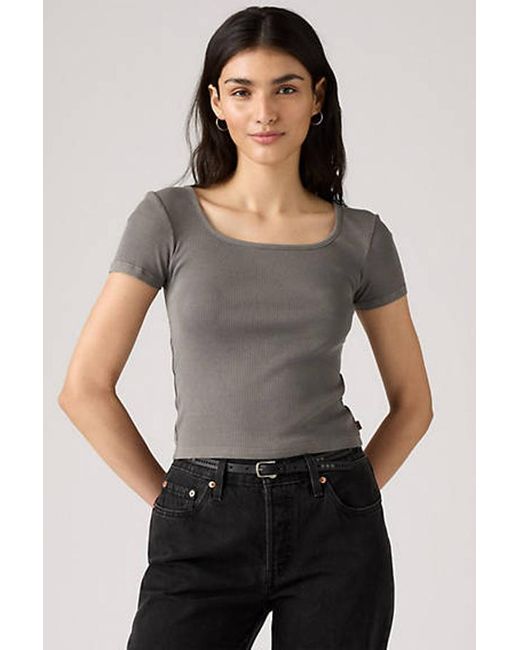 T Shirt Essential Con Scollo Squadrato di Levi's in Gray
