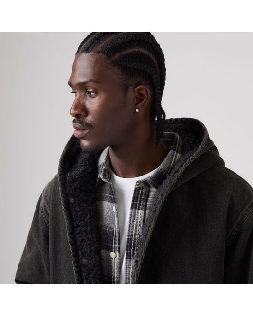 Levi's Black Deck Hoodie Sherpa Jacket for men