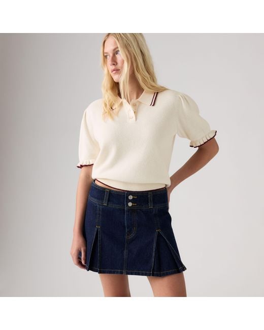 Levi's Blue Inverted Pleat Mini Skirt