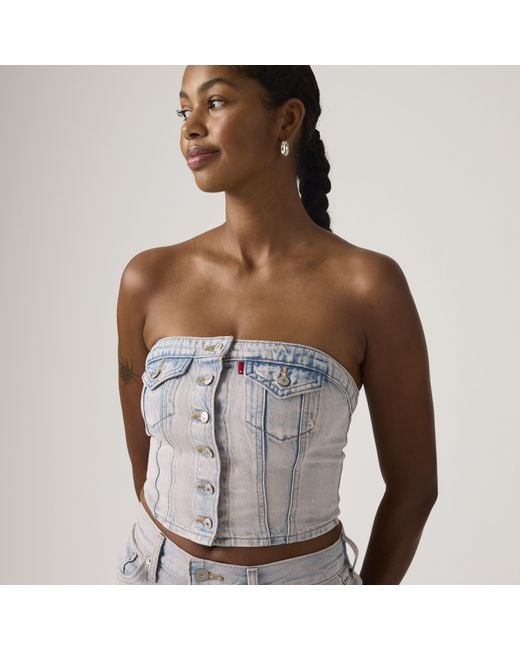 Levi's White Denim Tube Lightweight Top