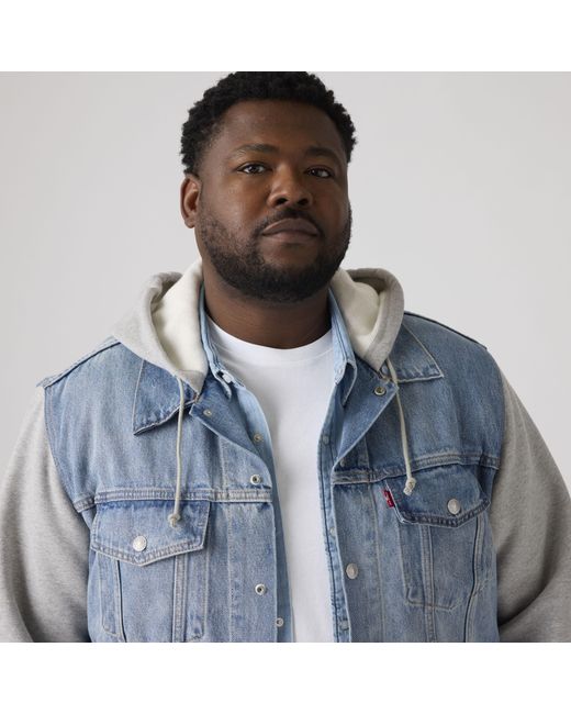 Levi's Blue Hybrid Hoodie Trucker Jacket (Big & Tall) for men