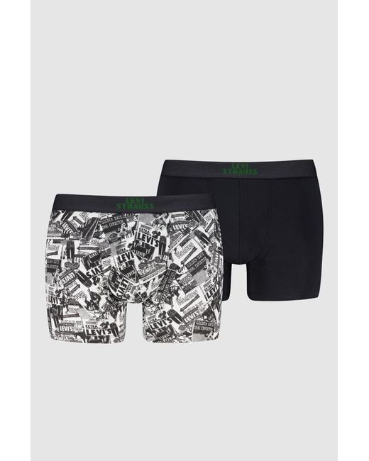 Levi's Newspaper Boxer Brief 2 Pack in het Black voor heren