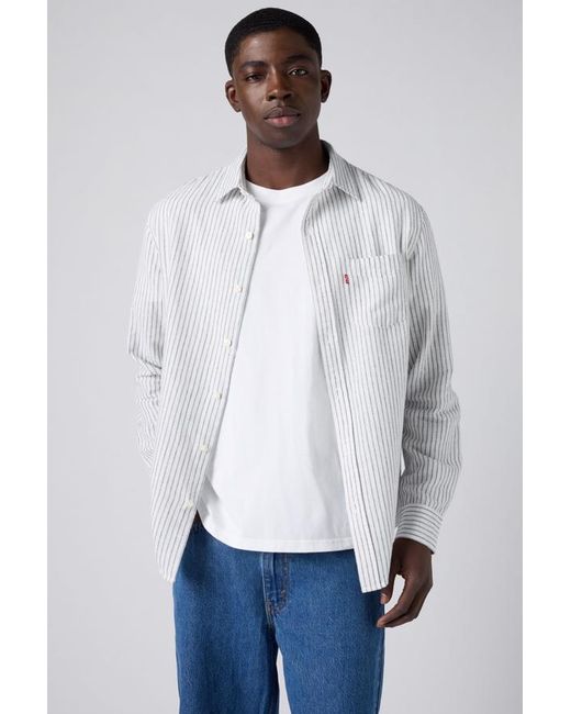 Levi's White Sunset One Pocket Cotton Linen Shirt for men