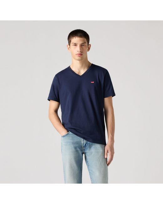 Levi's Blue Original Housemark V Neck Tee for men