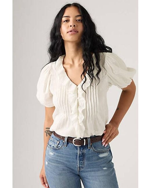Levi's White Giselle Ruffle Blouse