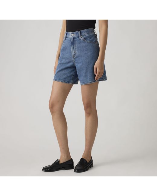 Levi's Blue High Rise Baggy Lightweight Shorts