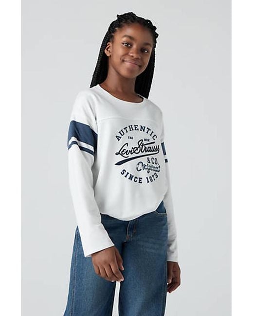 T Shirt Universitaria A Maniche Lunghe Per Adolescenti di Levi's in White