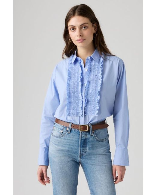Levi's Blue Harlie Boyfriend Tuxedo Ruffle Shirt