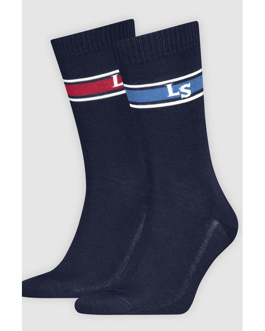 Levi's Blue Regular Cut Logo Socks 2 Pack for men
