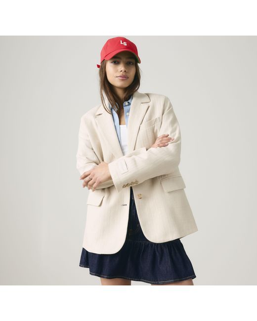 Levi's Stella Relaxed Blazer Van Katoen En Linnen in het Natural