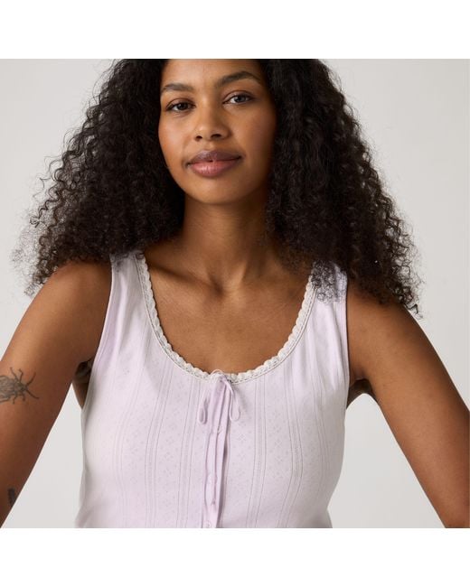 Levi's White Dry Goods Pointelle Lace Tank Top