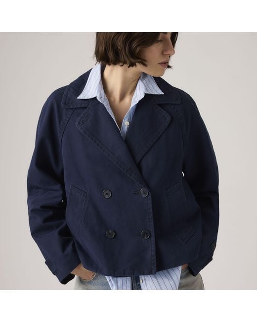 Levi's Blue Bree Cropped Swing Trench Jacket