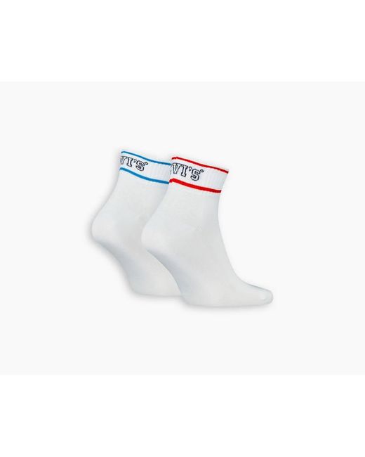 Levi's White Regular Cut Stripe Socks 2 Pack for men