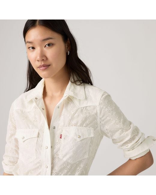 Levi's White Heritage Western Eyelet Shirt