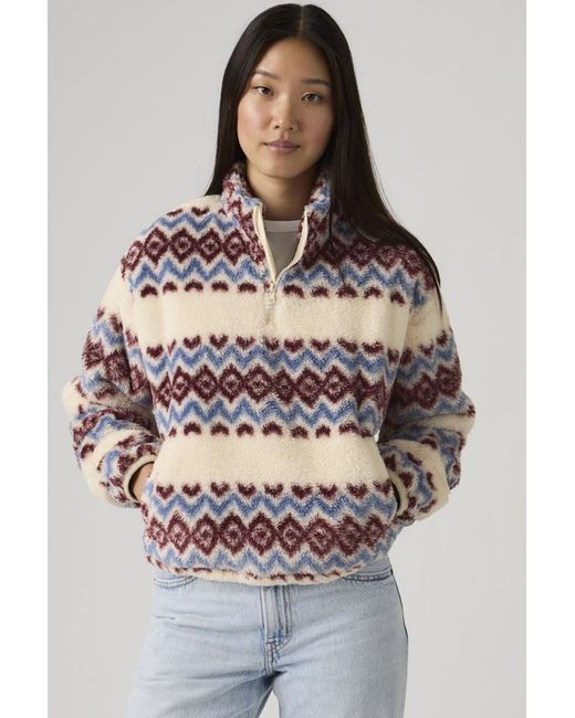 Levi's Gray Gemma Sherpa 1/4 Zip Sweatshirt