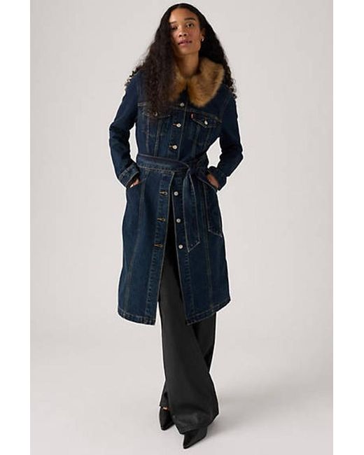 Veste Trucker Longline Fur Levi's en coloris Blue