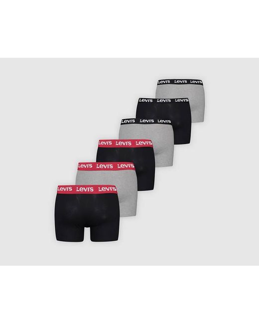 Boxer Parigamba Con Logo Confezione Da 6 di Levi's in Gray da Uomo