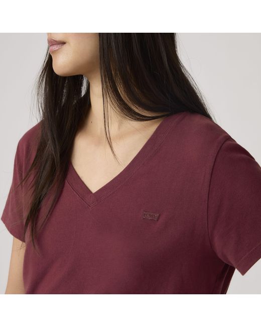 Levi's Red Favorite Cotton V Neck Tee
