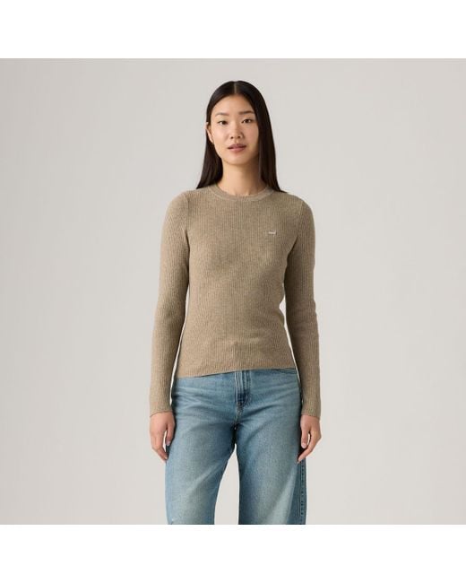 Pull Over Col Rond Maille Côtelée Levi's en coloris Natural