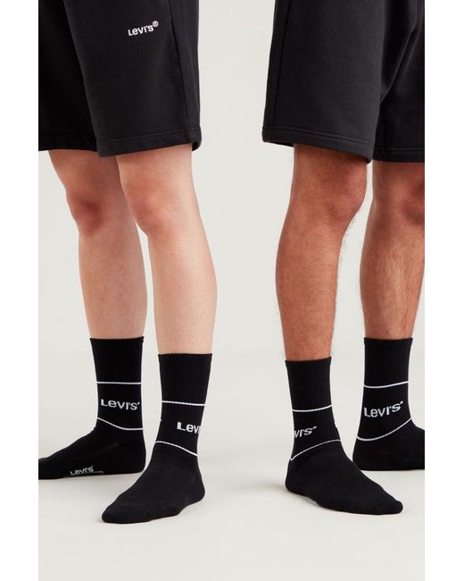 Levi's Black Short Cut Sportswear Socks 2 Pack