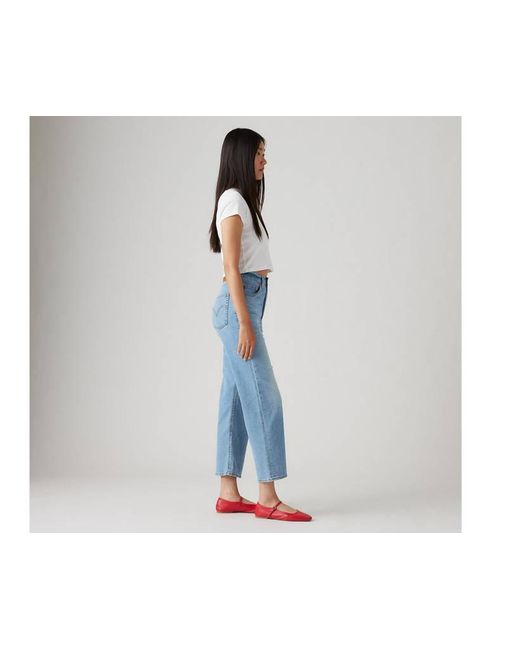 Jeans Ribcage Con Tobillo Recto De Algodón De Lino Levi's de color Blue