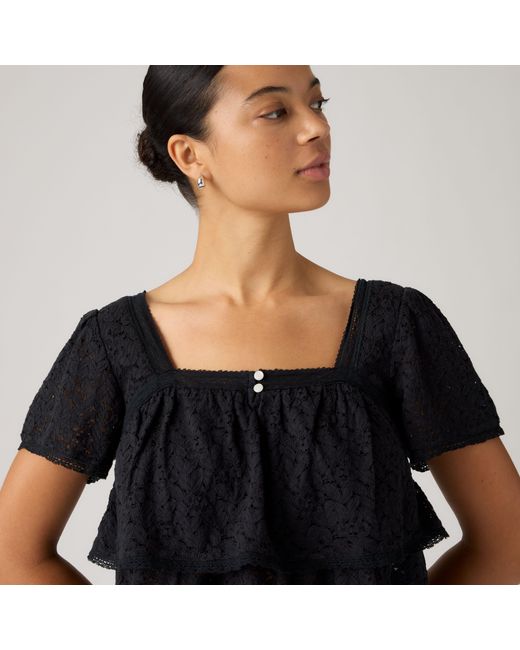 Levi's Black Dom Short Sleeve Lace Blouse