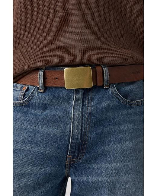 Levi's Blue Ryder Plaque Buckle Belt for men