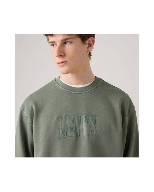 Felpa A Girocollo Comoda Con Stampa di Levi's in Green da Uomo