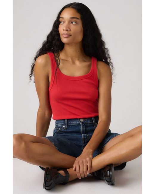 Levi's Red Essential Ribbed Tank Top
