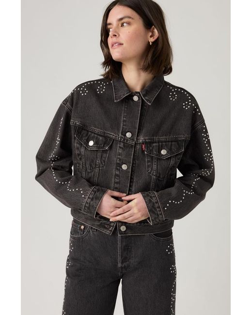Trucker Jacket Estilo Años 90 Con Pedrería Levi's de color Black