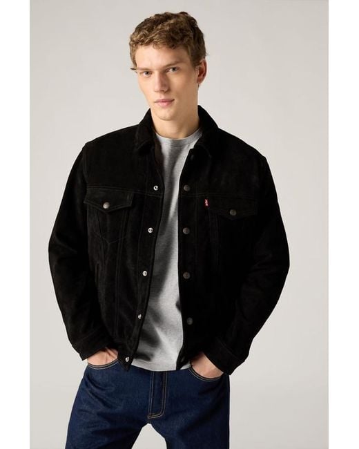Levi's Black Highland Suede Trucker Jacket for men