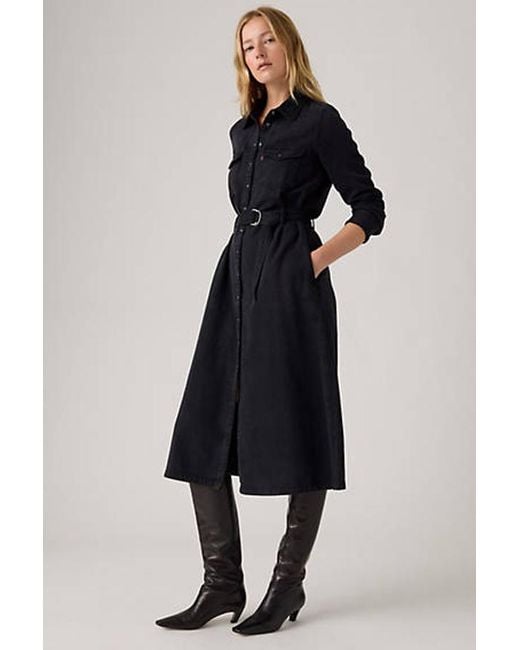 Levi's Blue Quincey Long Sleeve Maxi Dress