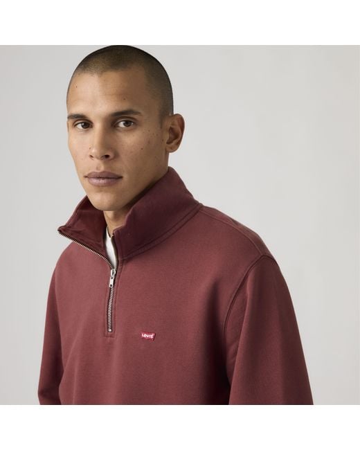 Levi's Red Original Housemark Quarter Zip Pullover for men