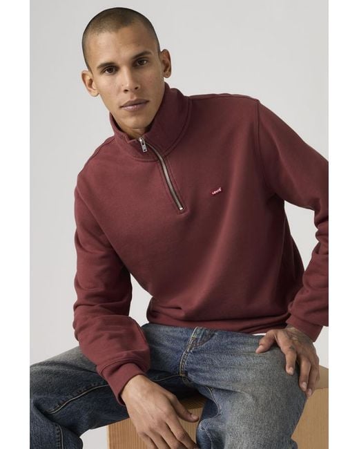 Levi's Red Original Housemark Quarter Zip Pullover for men