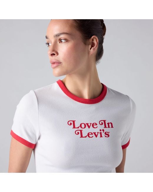 Levi's White Graphic Hayes Cropped Tee
