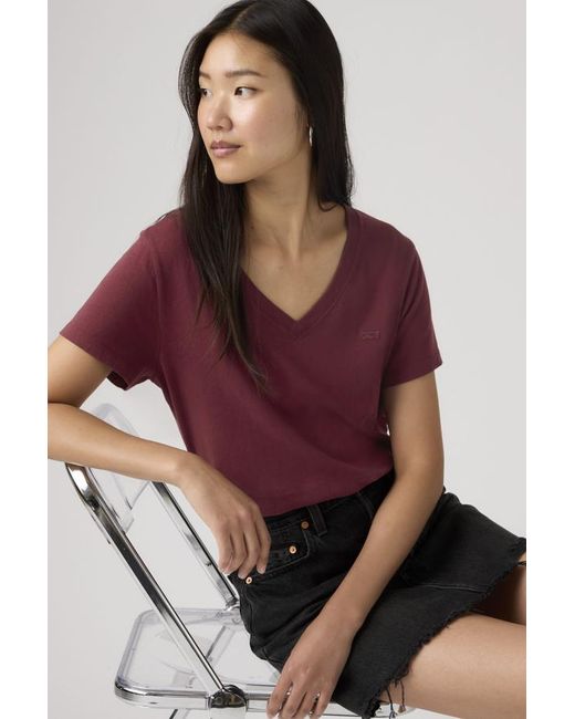 Levi's Red Favorite Cotton V Neck Tee